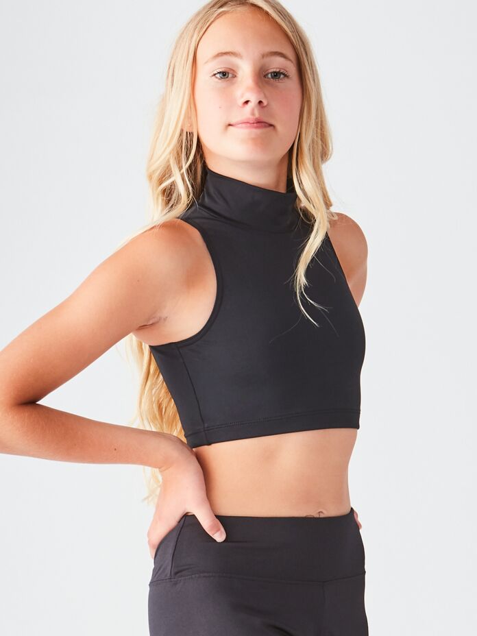 Girls Sleeveless Mock Neck Crop Top Thumbnail