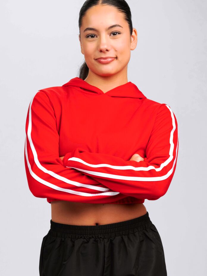 Ladies Striped Sleeve Cropped Hoodie Thumbnail