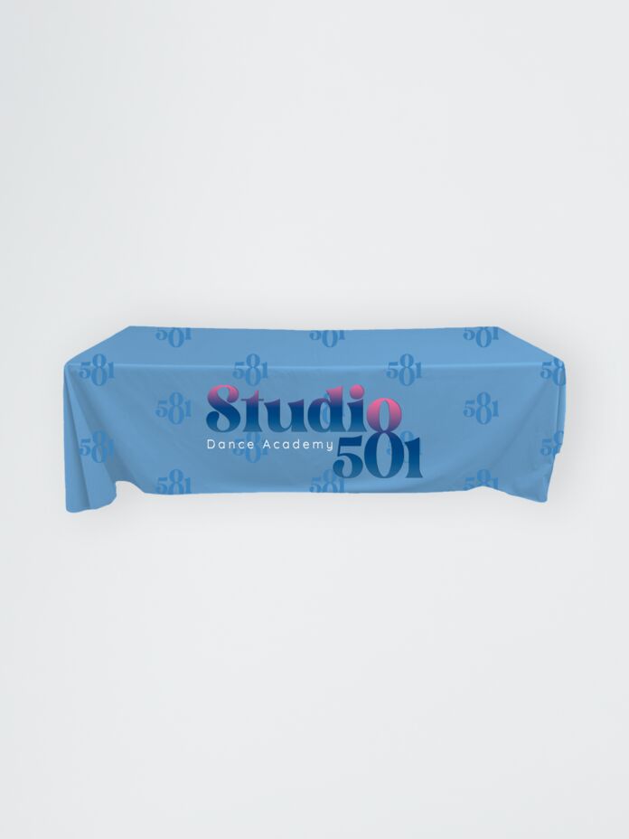 Full-Out Premium Table Cloth - 8' Table, Drape Style, 3 sided, Open Back, Rounded corners Thumbnail