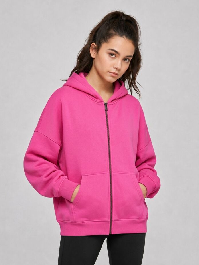 Studio Essentials Oversized Drop Shoulder Zip Hoodie Thumbnail